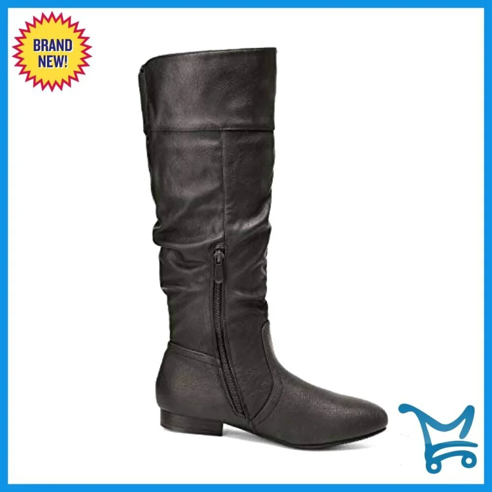 Knee High Winter Boots with Faux Fur Lining, Hidden Pocket, Zip Closure